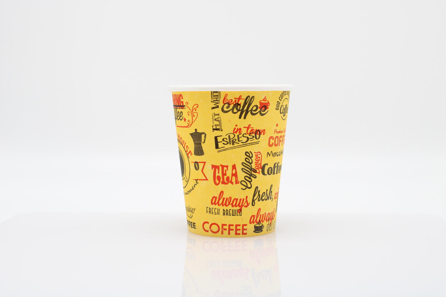 Einweg Kaffeebecher  to Go (Morning Coffe yellow)  200ml / 8oz